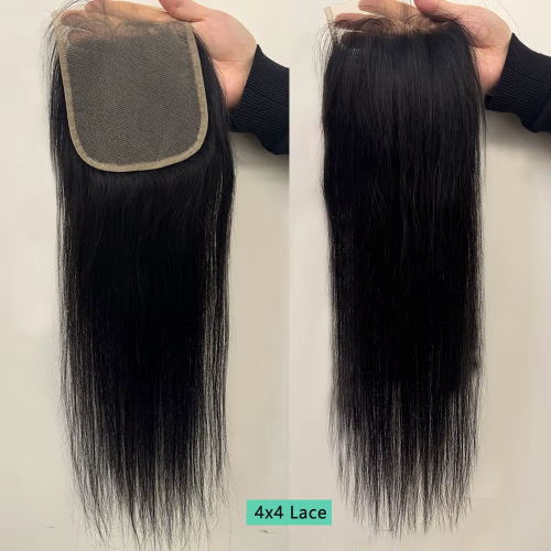 Human Hair Straight Free Part 4x4 Lace Closure Natural Color Virgin Hair