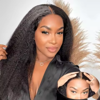 Kinky Straight Transparent Lace 5x5" Lace Human Hair Wigs Brazilian Hair Wigs
