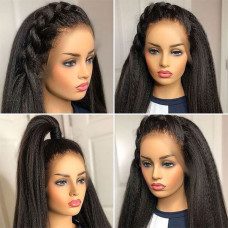 Yaki Kinky Straight 180% Density 24 Inches 13x6 Lace Front Wig Human Hair Wigs To Wear For Women