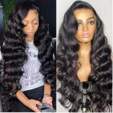 HD Body Wave 24 inches 180% Density Lace Frontal Wig Human Hair Wigs For Women