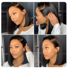 Human Hair Wigs Short Bob Wigs Cut Short Bob Lace Front Wig Straight Human Hair 10 inches 150% Density